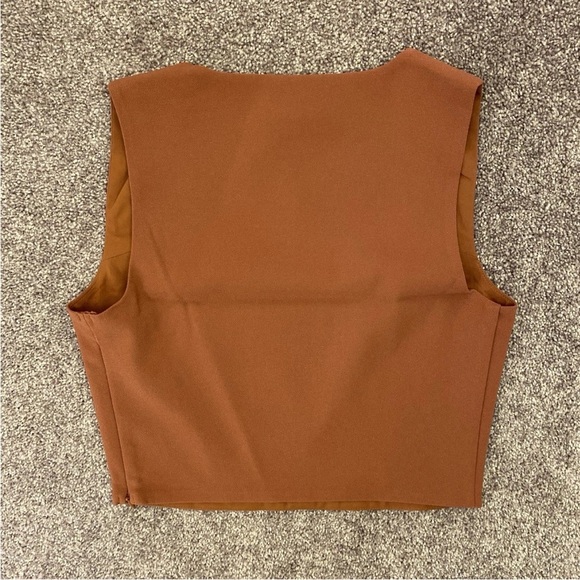 Express Women's Square Neck Cropped Tank Side Zipper Bullion Size XS - NWT $58 - Picture 9 of 16